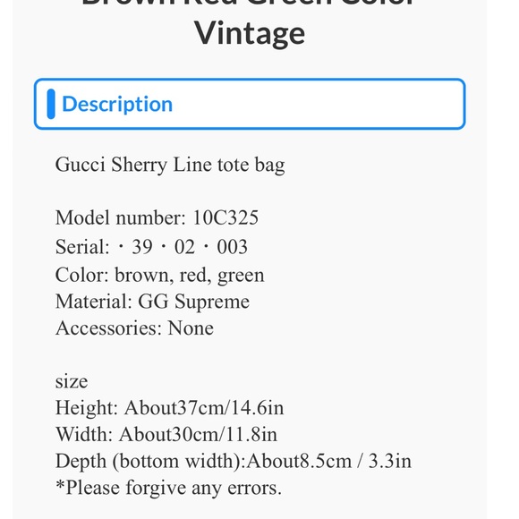 Authentic Sherry Gucci Tote. Gently used with minimal used. - Picture 10 of 10